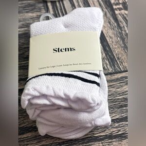 Stems 2 Pack White and Black Striped Women's Cotton Socks